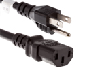 AC Power Cord, 5-15P to C13, 16 AWG, 2'