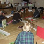 Wrapping the gifts for each child from CnK